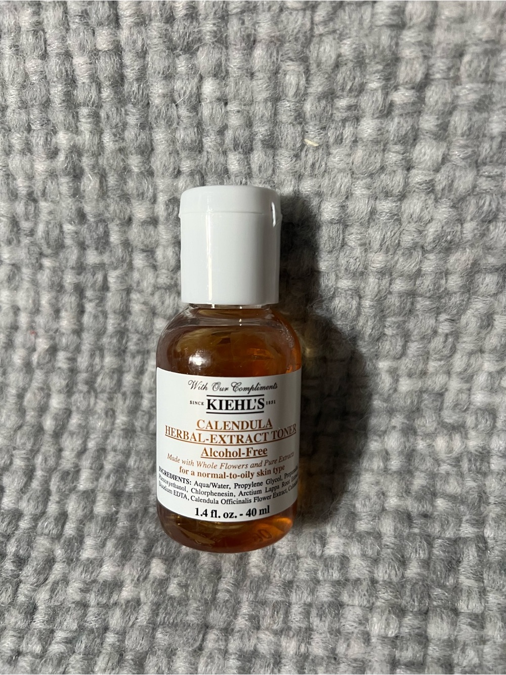 Kiehl's Calendula Toner Bottle - White Cap, Amber Liquid